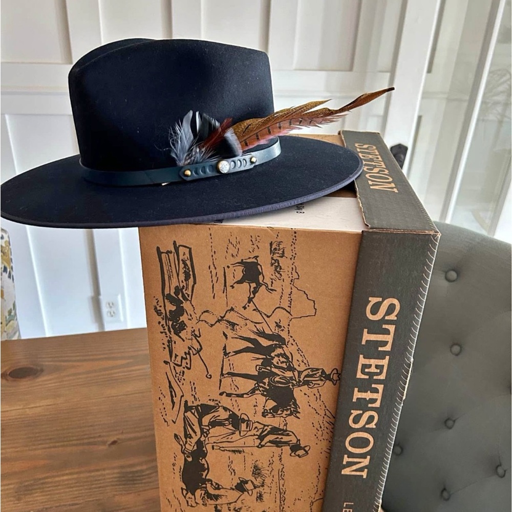 Stetson Black Hat with Feather Detail